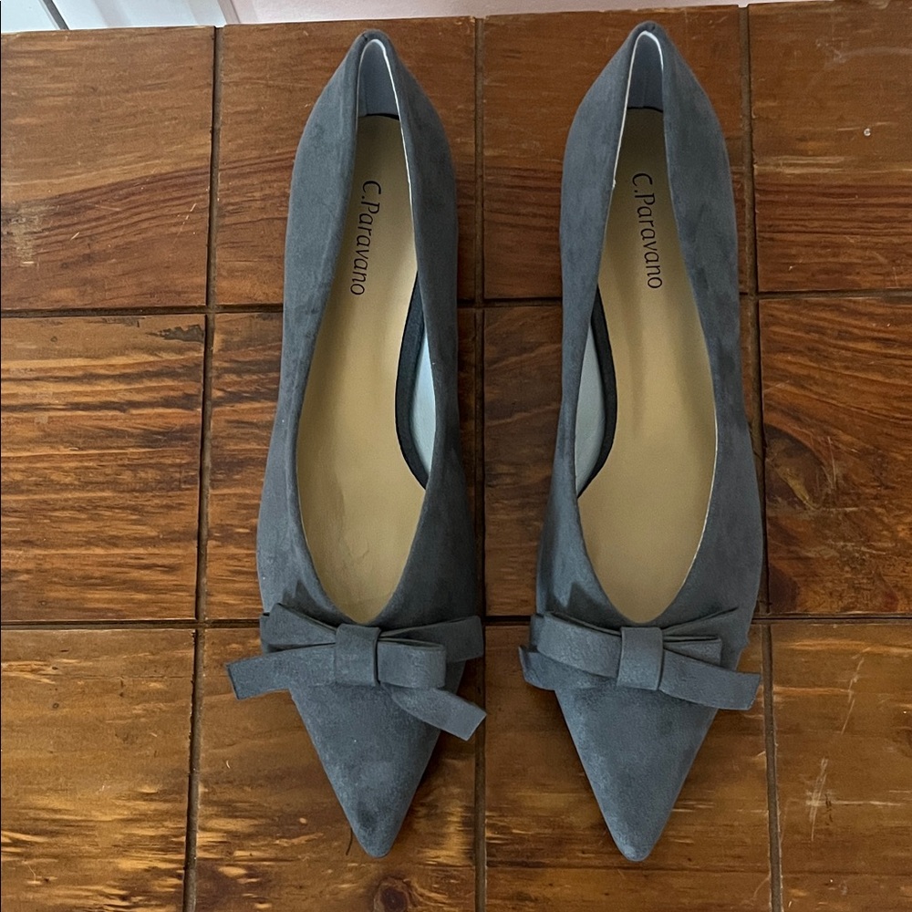 C. Paravano Women's Elegant Gray Suede Heels